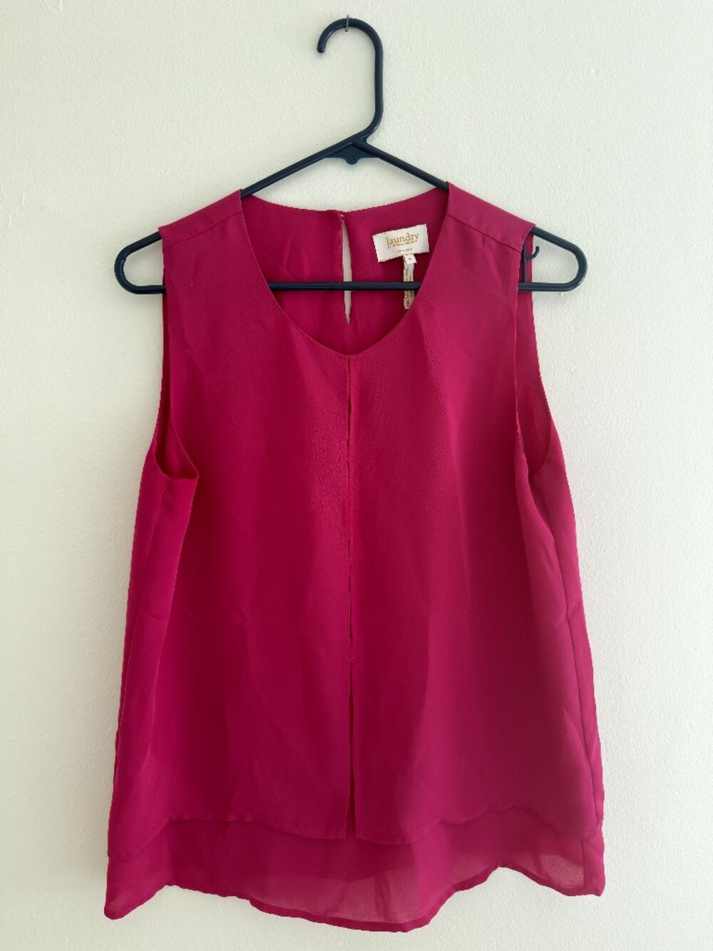 Laundry by Shelli Segal Magenta Pink Sheer Layered Tank Top